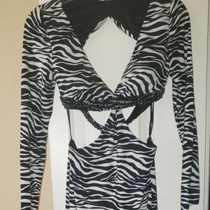 Sherri hill zebra print prom dress